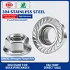 DIN6923 Hexagon Flange Nuts 304 Stainless Steel A2-70 Hex Flange Nut Metric M2.5 M3 M4 M5 M6 M8 M10 M12 M14 M16 M20