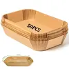 50/100pcs Disposable Air Fryer Paper Rectangle Kitchen Baking Airfryer Mat Oilproof Micro-wave Barbecue Baking Paper Accessories