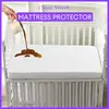 1pc Crib Mattress Protector Smooth Waterproof Mattress Cover Washable Anti Mites Bed Cover