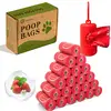 Photodegradable Red Dog Poop Bags with Strawberry Fragrance and Thickened Pet Feces Garbage Bags with Dispenser