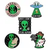 UFO We Come To Party Enamel Pins Alien Cartoon Metal Brooches Backpack Clothes Decor Lapel Badge Accessories Gift for Friends