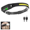 COB LED Induction Headlamp USB Rechargeable Lamp with Built-in Battery Outdoor Camping Fishing Light Emergency Working Lantern