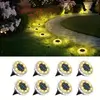 4/8/16PCS Solar Lights Outdoor 8 LED Solar Underground Lamp Spotlight Warm White Solar Buried Light for Yard Garden Lawn Pathway