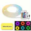1 Roll of Low-Voltage 5V Flexible Rgb Color-Changing Neon Led Light Strip, USB Interface, with 24-Key Multi-Function Controller, Can Switch Light Colors and Adjust Light Brightness, Used for Gaming, Electric Car Decora