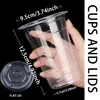 50pcs/Set 12/16OZ Plastic Cups With Lids Disposable Cups For Iced Coffee Smoothie Milkshake Cold Drinks Birthday Party Supplies