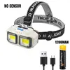 Powerful LED Induction Headlamp 4 Lighting Modes Type-C Charge Head Flashlight Outdoor Waterproof Camping Fishing Headlight
