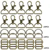 15 Pack Swivel Clasp D Ring and Slider Clasp Set Lanyard Snap Hook Keychain Clip Hook D Keychain Ring Lobster Claw Clasp