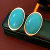 Vintage Red Resin Women's Earrings Stud Earrings Luxury Large Geometric Oval Earrings Party Wedding Ear Jewelry Wholesale