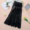 Soft Flower Lace Underskirt Slips 75cm Cheongsam Safety Skirt Petticoat Hight Waist Loose Mesh Underskirt Slips Dress Female
