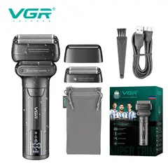 VGR Face Shaver Professional 0MM Foil Shaver 9000 RPM Shaving Beard Machine Electric Reciprocating Shaving Machine for Men V-368