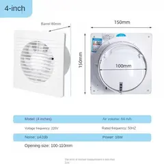 220V 4 inch 6 inch 8inch Hanging Wall White Ventilador Small Ventilator Extractor Exhaust Fans Toilet Bathroom Kitchen Fan
