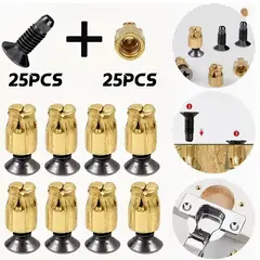 25 Pcs Hinge Repair Inserts, Reusable Fastener Inserts for Cabinet&Furniture Door Fix,Solid Wood Door Plate Reinforcement Kit
