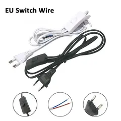 White/Black EU Plug Button 303 Switch Power Cord 2Pin Wire Desk Lamp Switch Cable AC 220V Extension Power Cord Switch