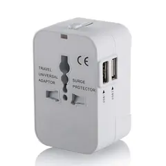 1pc Travel Adapter with 2 USB Charging Ports, Dual USB Charger, World All In One Universal Travel Adapter, Wall Charger