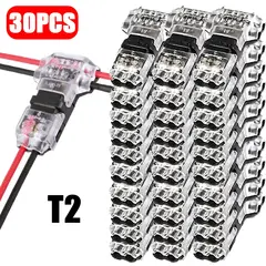10/20/30Pcs T Type 1/2 Pin Low Voltage Wire Connector, Quick Solderless Wire Splice Connector, T Tap Wire Connectors