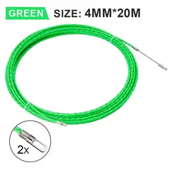 4MM Fiberglass Fish Tape Cable Puller 5-50M Green Wall Conduit Wire Pulling Threading Tool For Electrical Wiring Installation