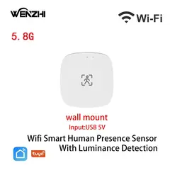ZigBee Wifi MmWave Human Presence Motion Sensor With Luminance/Distance Detection 5/110/220V Tuya Smart Life Home Automation