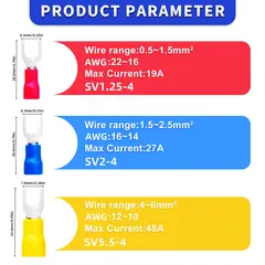 80pcs Insulated Fork Spade Wire Butt Connectors - #8 Screw M4 Stud Size U-Type Electrical Cable Quick Splice Crimp Terminal Kit