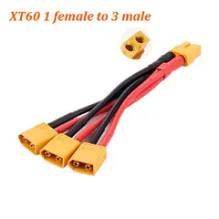 XT60 Parallel Battery Connector 3-Way 14AWG Silicone Wire Male/Female Dual Extension Y Splitter 100mm for Battery Charger Motor