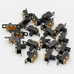20pcs 5V 0.3A Mini Size Black SPDT Toggle Switch 1P2T Slide Switch Handle High 4MM for Small DIY Power