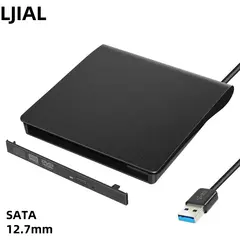 LJIAL 12.7mm USB 3.0 DVD Drive External Optical Drives Enclosure SATA to USB External Case For Laptop Notebook Without Drive