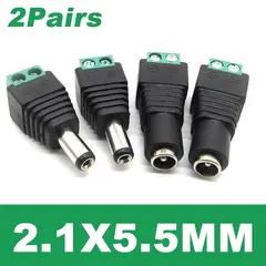 4pcs Male Female Jack Socket Barrel 2.1mm*5.5mm DC Plug Adapter 2.5mm 12V DC Power Connector Plug