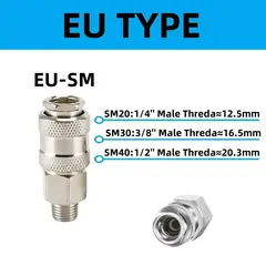 HEBAI EU Fitting European Standard EU Euro Type Quick Coupling Connector Coupler For Air Compressor 1/4 3/8 1/2 Male Thread