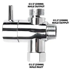 G1/2in 3 Way Diverter Valve T-Adapter Converter For Shower Brass Water Tap Connector Bathroom Faucet Water Separator