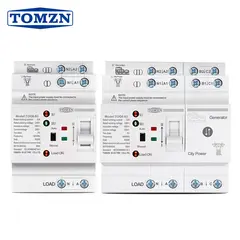 TOMZN L N 220V Din Rail ATS Small Dual Power Automatic Transfer Electrical Selector Switches Uninterrupted 2P 4P 63A TOQ6