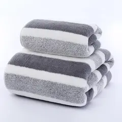 Striped Pattern Towel Set Soft Face Towel Bath Towel Quick Drying Absorbent Towels For Bathroom