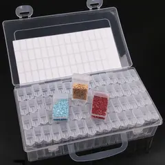 1pc 28/32/48/56/64 Slots Plastic Storage Box, DIY Diamond Painting Beads Charms Jewelry Accessories Organizer Box