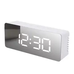 Mirror LED Digital Alarm Clock with Temperature Display and Smart Night Light for Bedroom, Makeup Vanity and Office Use