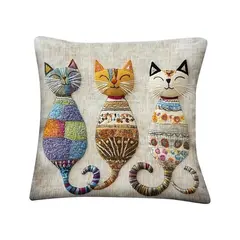Pillow Cover Cute Cat-Patterned 2D Flat-Printed Pillowcase for Comfort And Style Sofa Cushion Cover Home Decoration