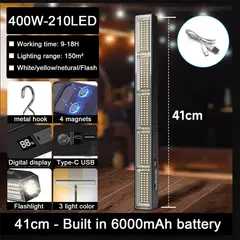 【High Power Magnetic LED Light Bar】2026 New Portable USB Rechargeable Work Light 3 Modes IP66 Waterproof Emergency Power Bank