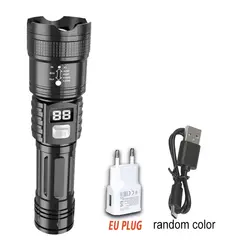 100000LM Super Bright Led Flashlights Rechargeable LED Torch Long Range Tactical Lamp for Outdoor Waterproof Camping Lantern