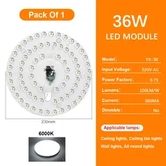 Ceiling Light Replacement Led Module 220V Led Panel Dimmable 72W Round Led Light Board Energy Saving Module For Ceiling Lamps