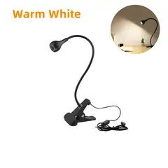 360 Degrees Flexible Desk Lamp with Holder Clip USB Power Lamp Reading Book Light Clip-On Cable With On Off Switch Night Light