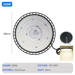 High Bay Lights 100/150/200W 220V Super Bright 6000K UFO LED Waterproof Commercial Market Warehouse Garage Industrial Lighting