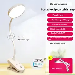 Led Table Lamp USB Rechargeable Night Light With Folding Clamp Study Stand Read Lamp Touch 3 Modes Dimming Eye Protection Light