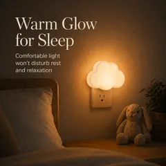 Cloud Shaped LED Nightlight with Light Sensor Plug in Automatic on Off Lamp for Children Room Hallway Stairway