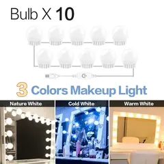 LED Detachable Bulbs Professional Makeup Mirror Lamp USB Power Cosmetic Mirror Light Hollywood Dressing Table Vanity Lights