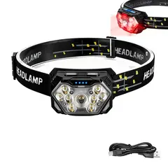 Ultra Bright LED Headlight with Red Light Usb Rechargeable Headlamp Outdoor Running Hiking Camping Forehead Flashlight Head Lamp