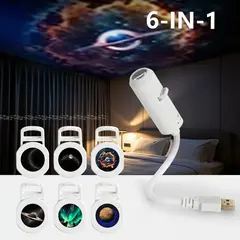 USB Starry Sky Night Light HD Smart Dynamic Holographic Light Projector Galaxy Projector Films Car Atmosphere Lights Hot Selling