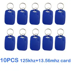 10pcs 2 In 1 Dual Chip Frequency RFID Keyfob 125KHZ T5577 +13.56MHZ UID Rewritable Composite Access Control Key Tags IC+ID