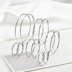 Stainless Steel Big Circle Hoop Earrings for Women,Gold Plated Hypoallergenic Non Tarnish  25mm-70mm Loop Jewelry