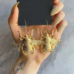 Exquisite Gold Color Metal Geometry Insects and Bees Dangle Earrings for Women Jewelry