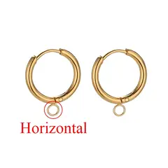 10pcs Stainless Steel Gold Color Plated Huggie Earrings Hooks with Loop Ear Post Jump Ring for DIY Jewelry Making Findings