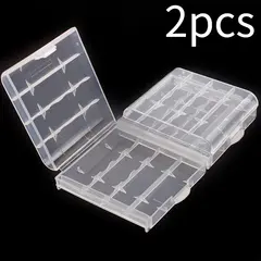 2pcs Universal Battery Storage Boxes for AAA/AA Plastic Storage Box Cover for Battery Transparent Battery Organizer Container