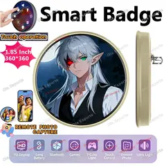Electronic Badge HD Display Screen Bluetooth GIF Video Playback Touch Screen LED Audible Video Play Dynamic SmartBadge Fans Ht30