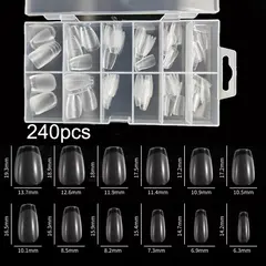 240Pcs/Box Half Matte XXS Almond Nail Tips Full Cover Soft Gel False Artificial Nails Extension Perfect for Extra Short Nail Beds
